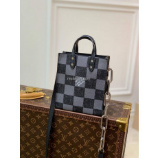 LOUIS VUITTON-N60479 루이비통 블랙 다미에 카우하이드 가죽 삭 플라 XS