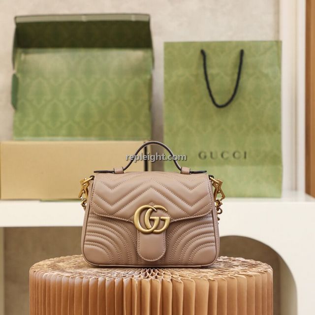 GUCCI-547260 5729 구찌 더스티 핑크 GG 마몽 미니 탑 핸들 백