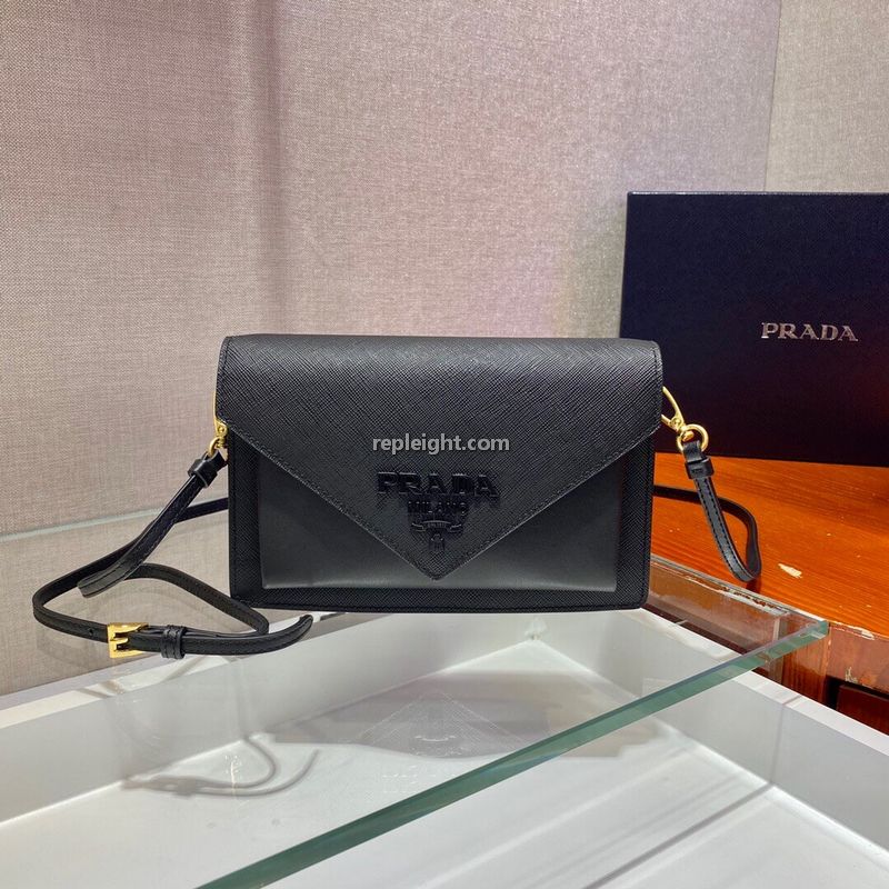 PRADA-1BP020 프라다 블랙 모노크롬 미니 숄더백