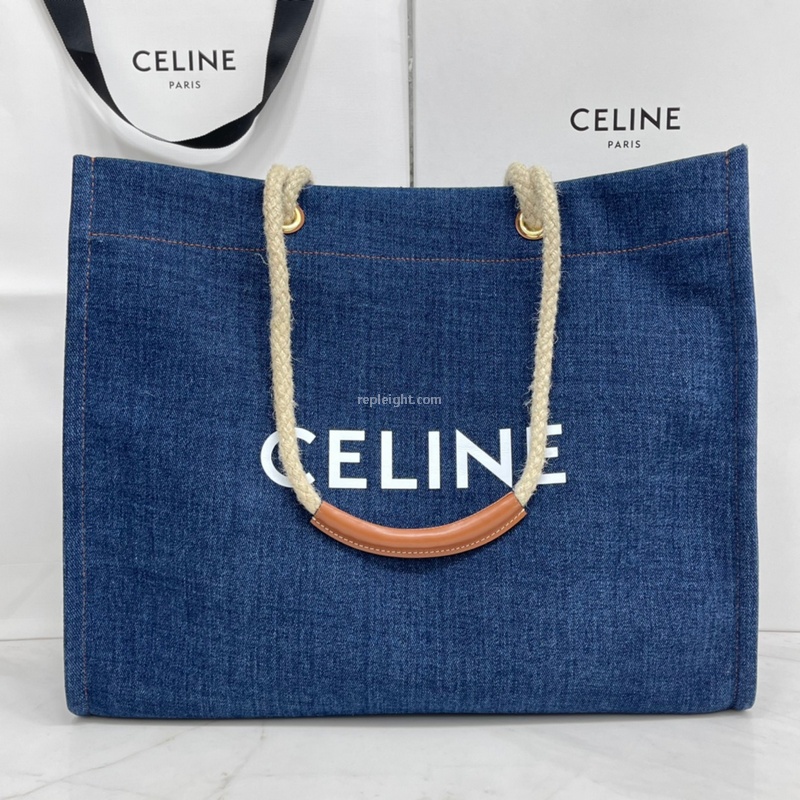 CELINE-196992 셀린느 데님 CELINE 프린트 스퀘어 카바스 백