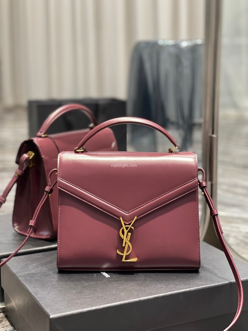 SAINT LAURENT-578000 생 로랑 다크 레드 CASSANDRA 카산드라 미디엄 탑 핸들백