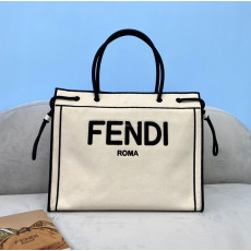 FENDI-8BH379 펜디 내추럴 캔버스 로마 라지 쇼퍼백