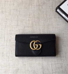 GUCCI-400586 구찌 GG Marmont 가죽 블랙 장지갑