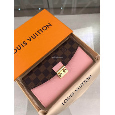 LOUIS VUITTON-N60215 루이비통 핑크 송아지 가죽 다미에 에벤 크로셋 월릿