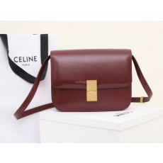 CELINE-189173DLS.28BD MEDIUM CLASSIC BAG IN BOX CALFSKIN BURGUNDY