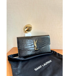 SAINT LAURENT-YSL 582124DND1J1000 크로커다일 엠보스드 샤이니 UPTOWN 장지갑